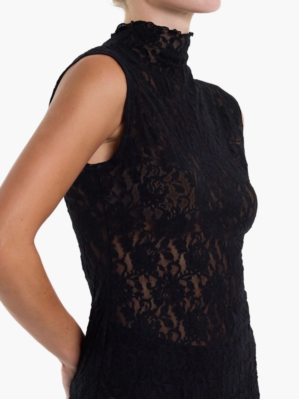 Hanky Panky Mock Neck Sheer Lace Top - Picture 4 of 5